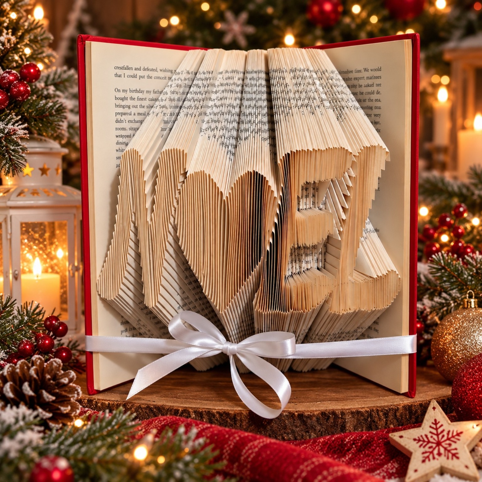 Noel Christmas folded book art